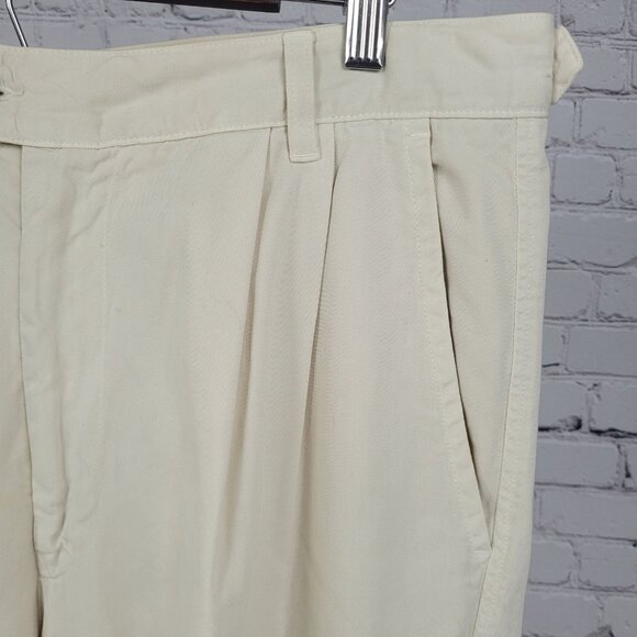 VTG Ermenegildo Zegna Ivory Cotton Pleated Chino Pants Italy Size 54 XL (35x31) - Picture 10 of 14
